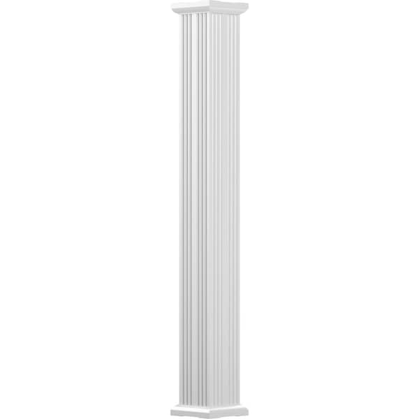 Ekena Millwork 8" x 12' Endura-Aluminum Column, Square Shaft (Load-Bearing 24,000 lbs), Non-Tapered, FLuted EA0812ENFSATUTU - main